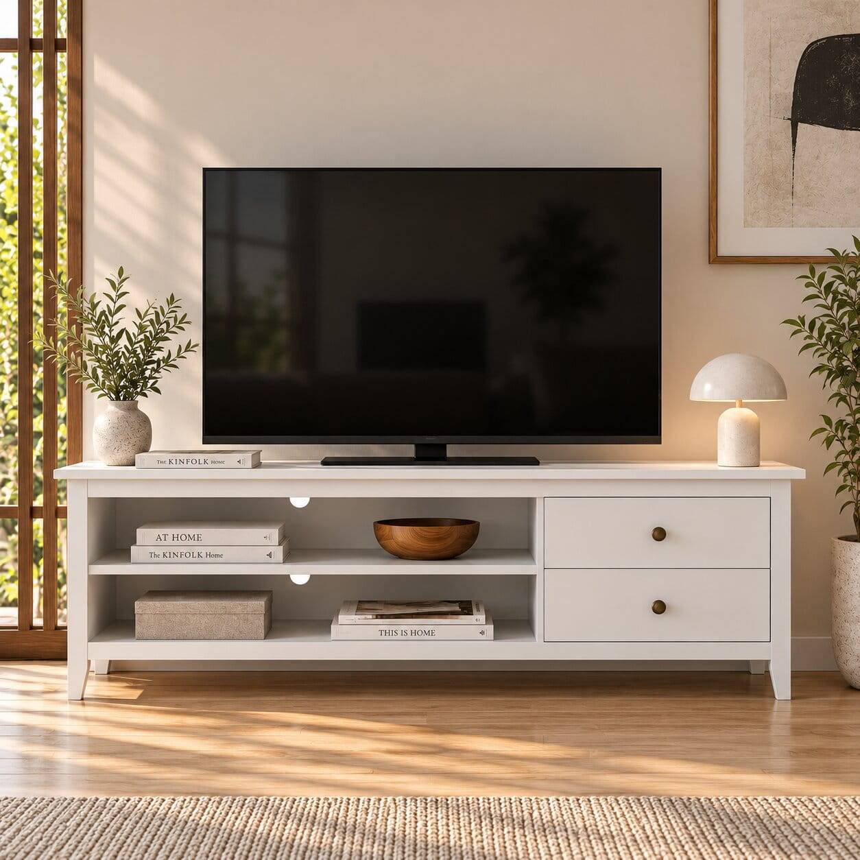 Weißes TV Board im Landhausstil - Astinion