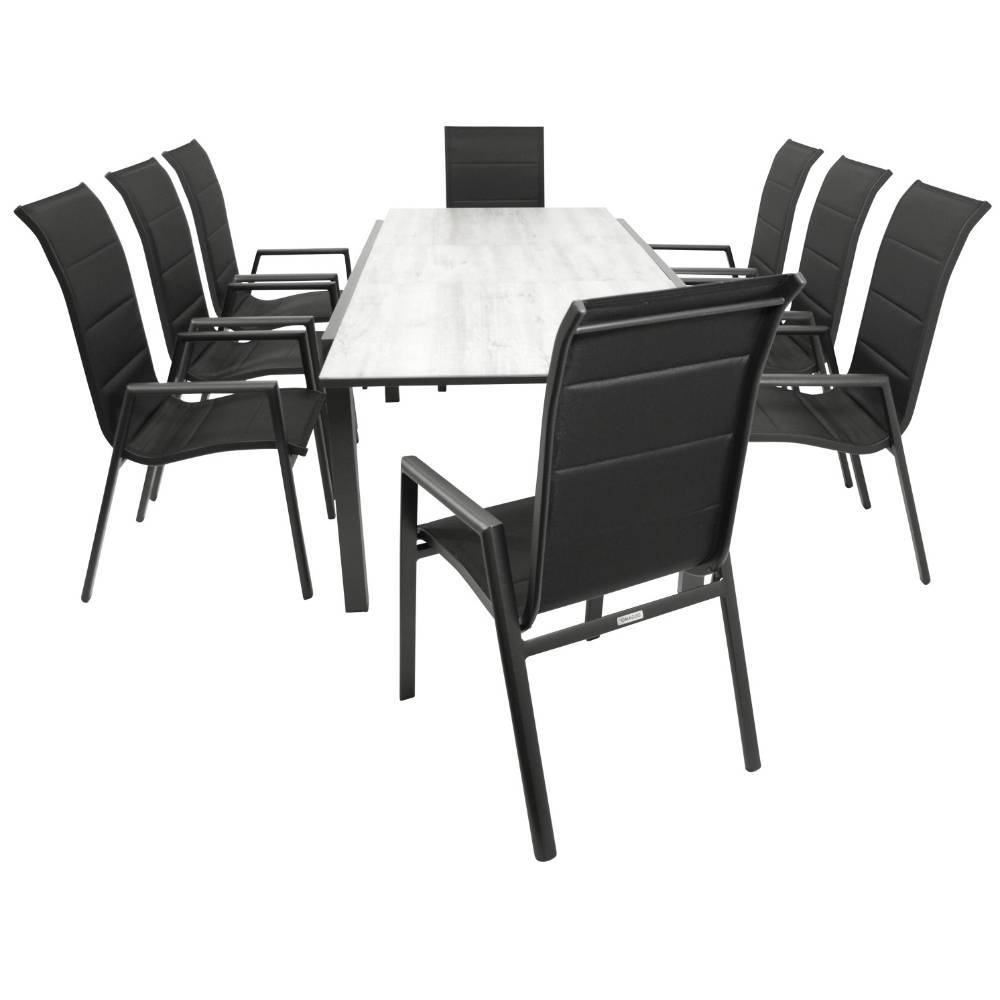 Garten-Hochlehner und Gartentisch Set - Lombadossa (neunteilig)