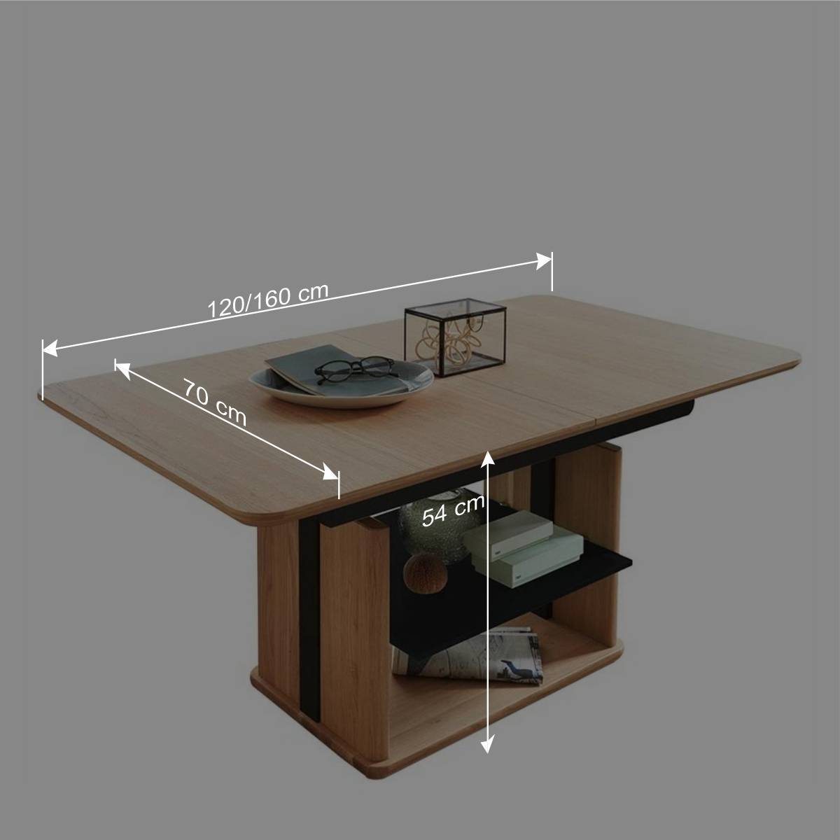 Höhenverstellbarer Wohnzimmer Ausziehtisch auf Rollen - Sialom