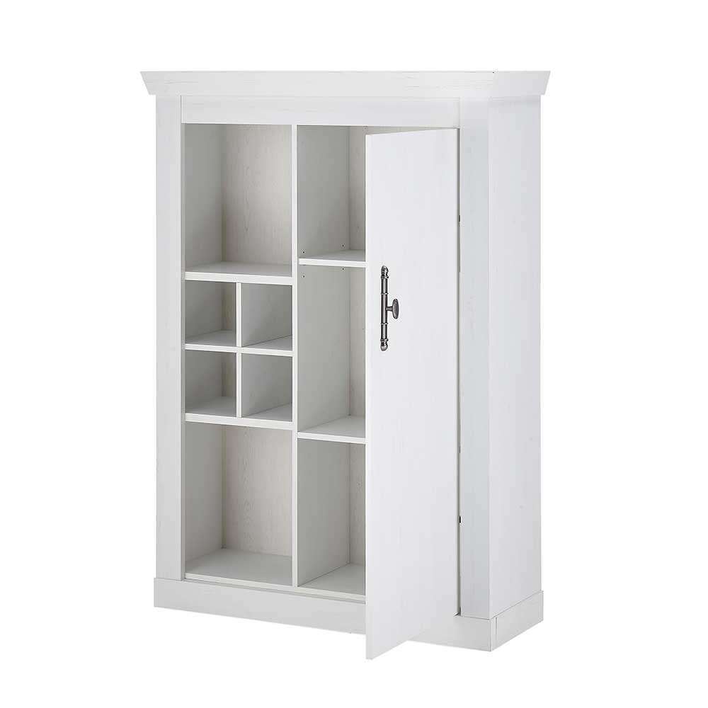 TV Anbauwand Set in weißer Holzoptik Pinie - Liancos (vierteilig)