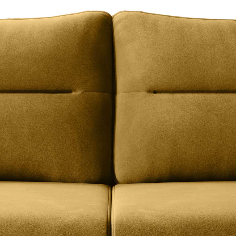 Dreisitzer Schlafcouch in Senfgelb Samt - Ombragon