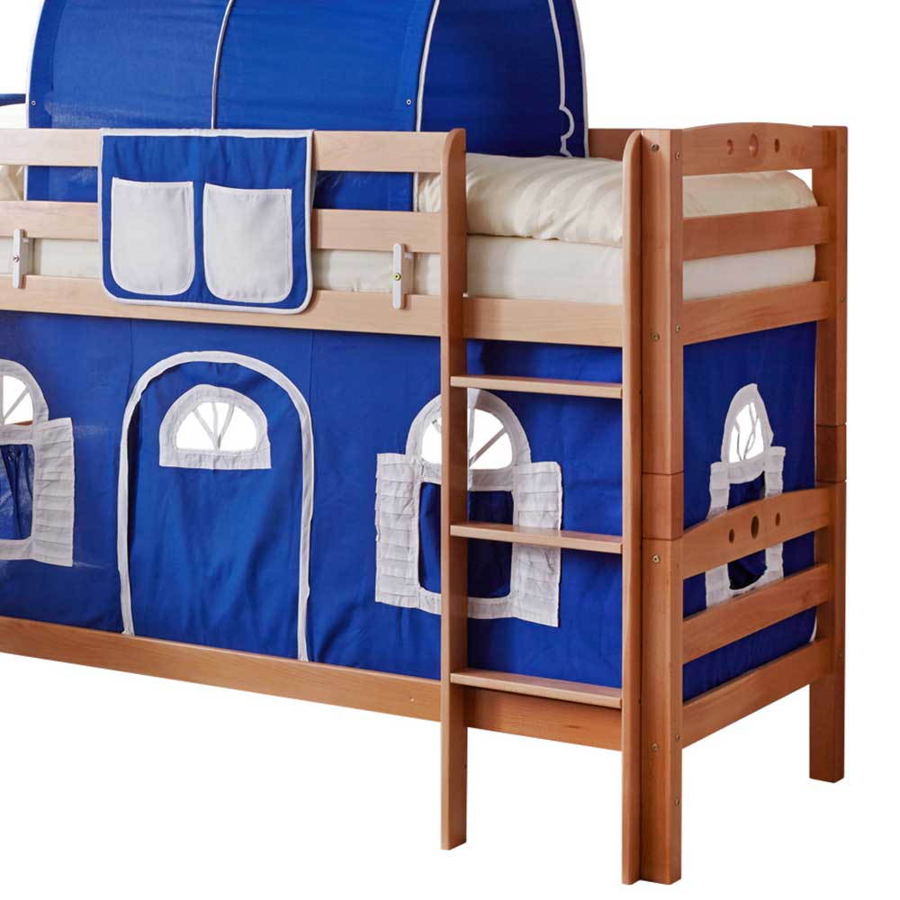 Kinder Etagenbett mit Rutsche aus Buche - Plentios
