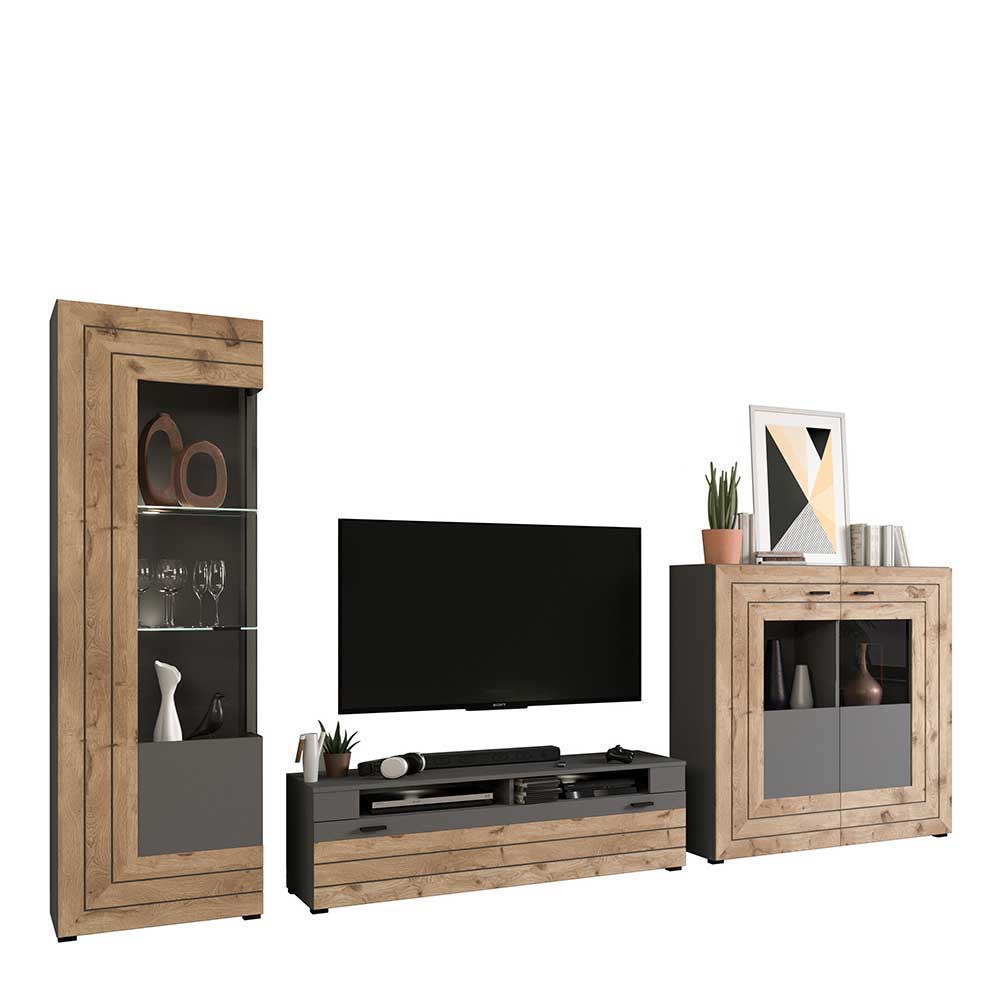 Designer Wohnwand Möbel 320 cm breit - Scarlett (dreiteilig)