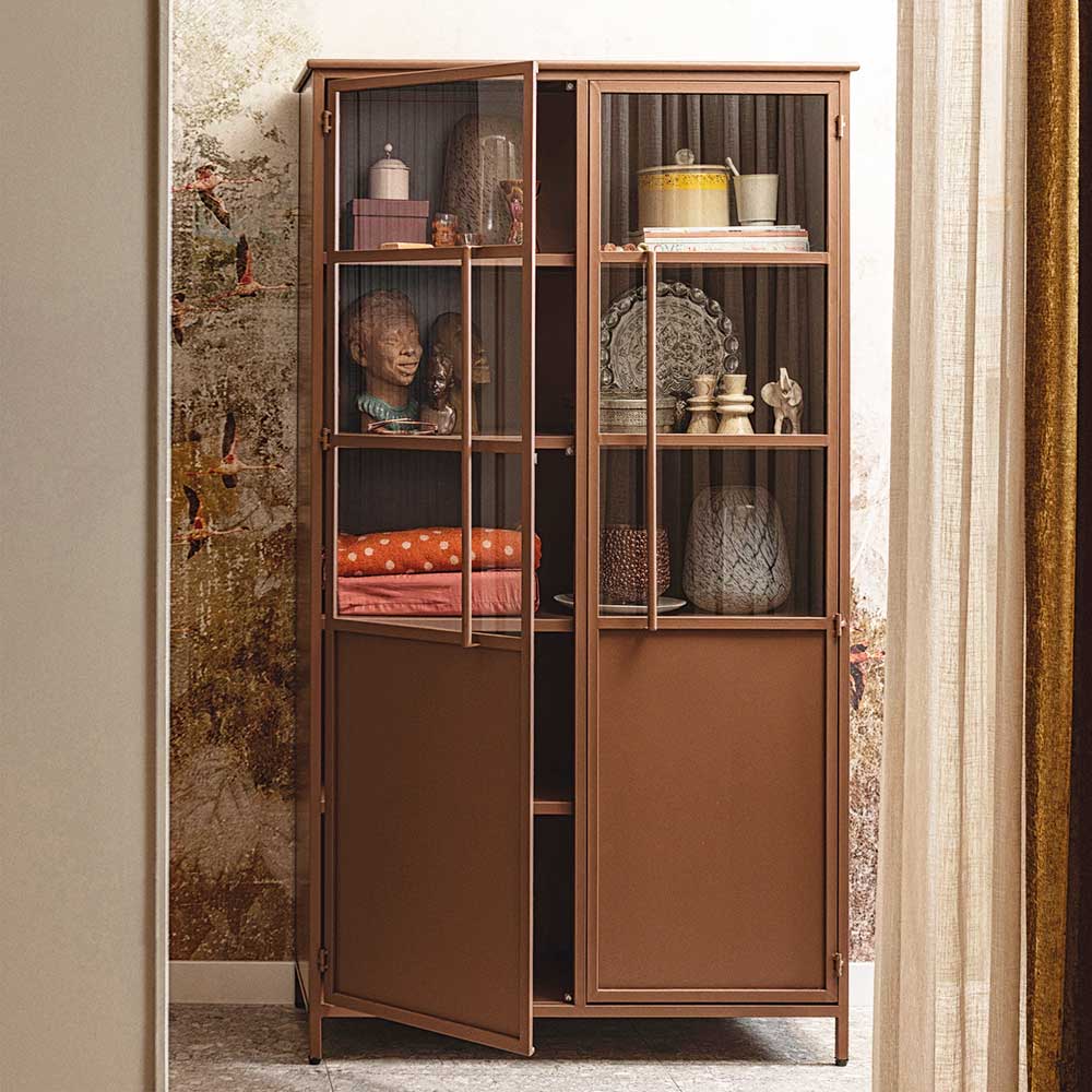 Metall Vitrine in Braun - Dora