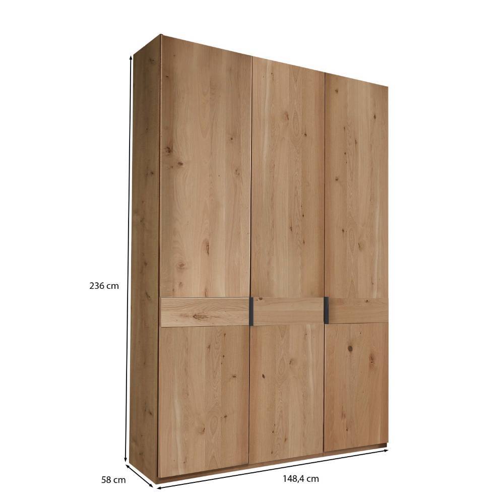 Teilmassiver Schlafzimmer-Kleiderschrank 3-türig - Yanicas