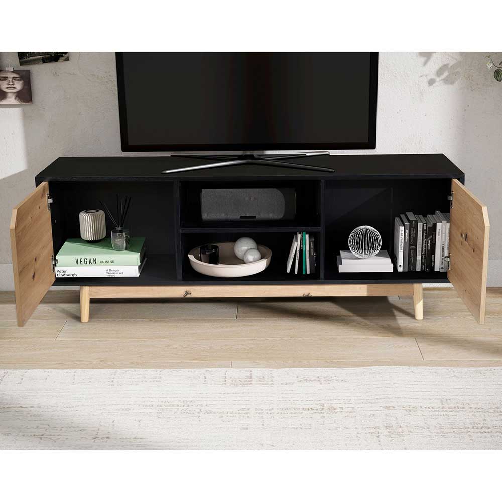 TV Board in Eiche und Schwarz - Heraklion