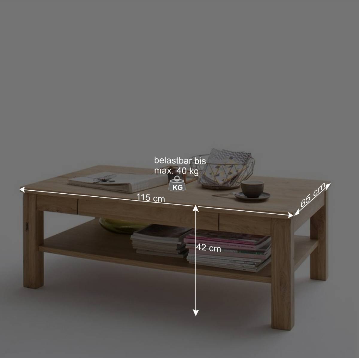 Holz Wohnzimmer Tisch mit Schublade - Crokas