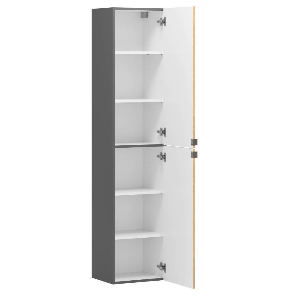 Bad-Hochschrank mit Spiegeltüren in Mattgrau - Reill