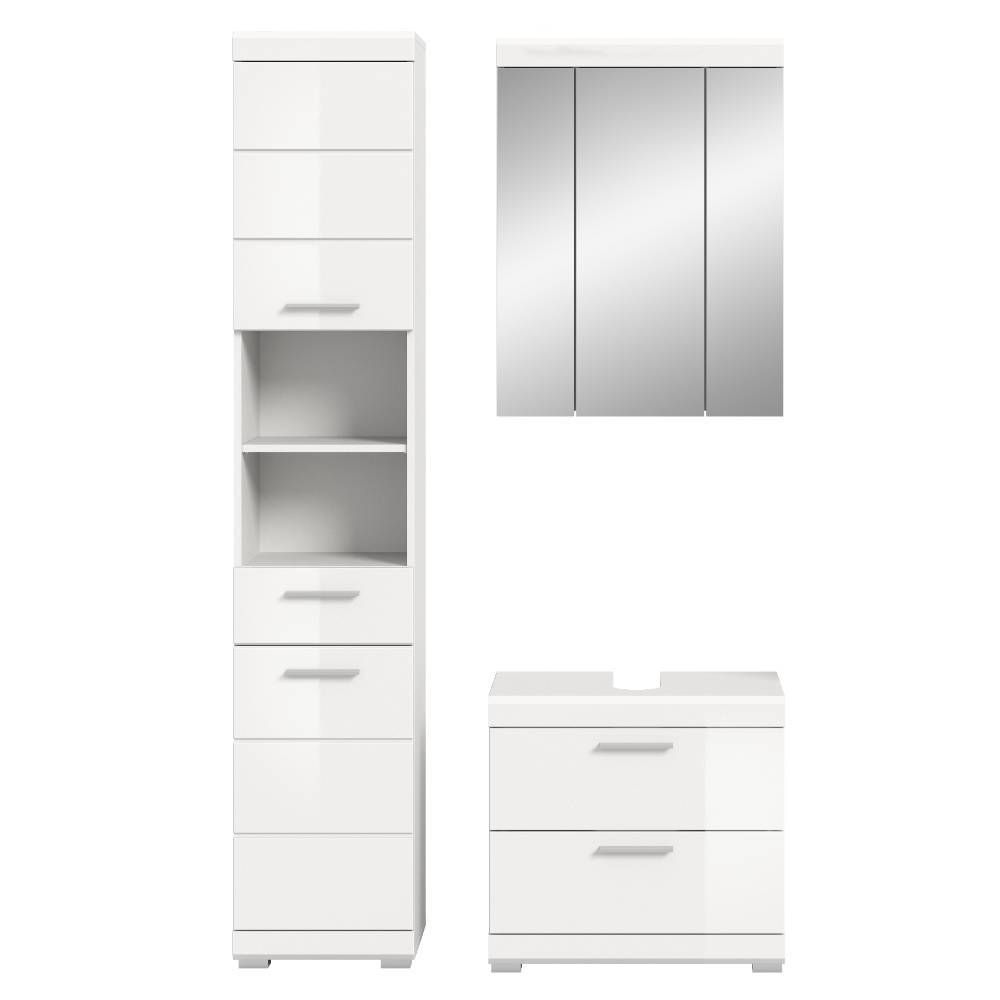Badschrank Set in Weiß - Henriette (dreiteilig)