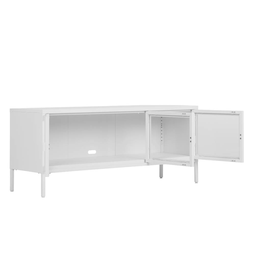 Stahl TV Lowboard mit drei Glastüren - Sancrez
