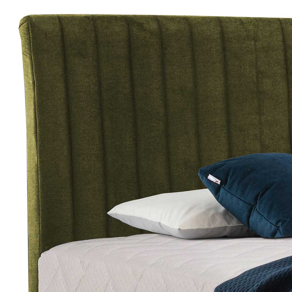 Velours Boxspringbett in Oliv Grün - Prudenca