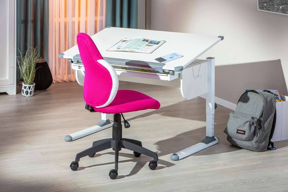 Kinder Drehstuhl in Pink & Weiß mit Schwarz - Dario