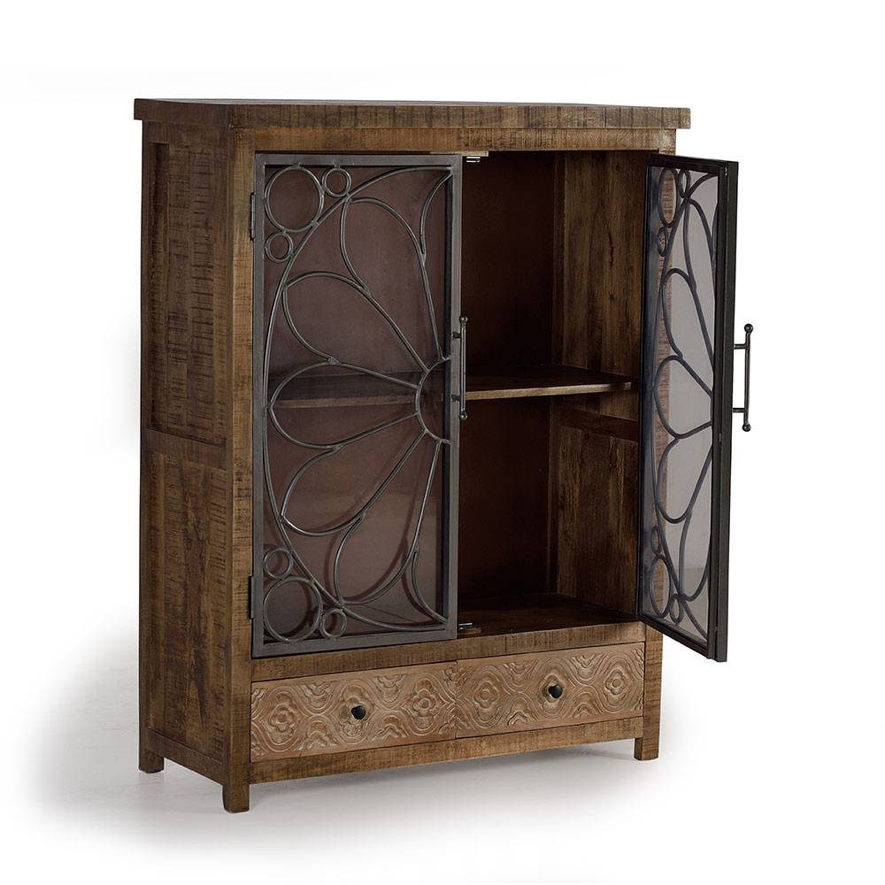 Design Highboard mit Glas Metalltüren - Everton
