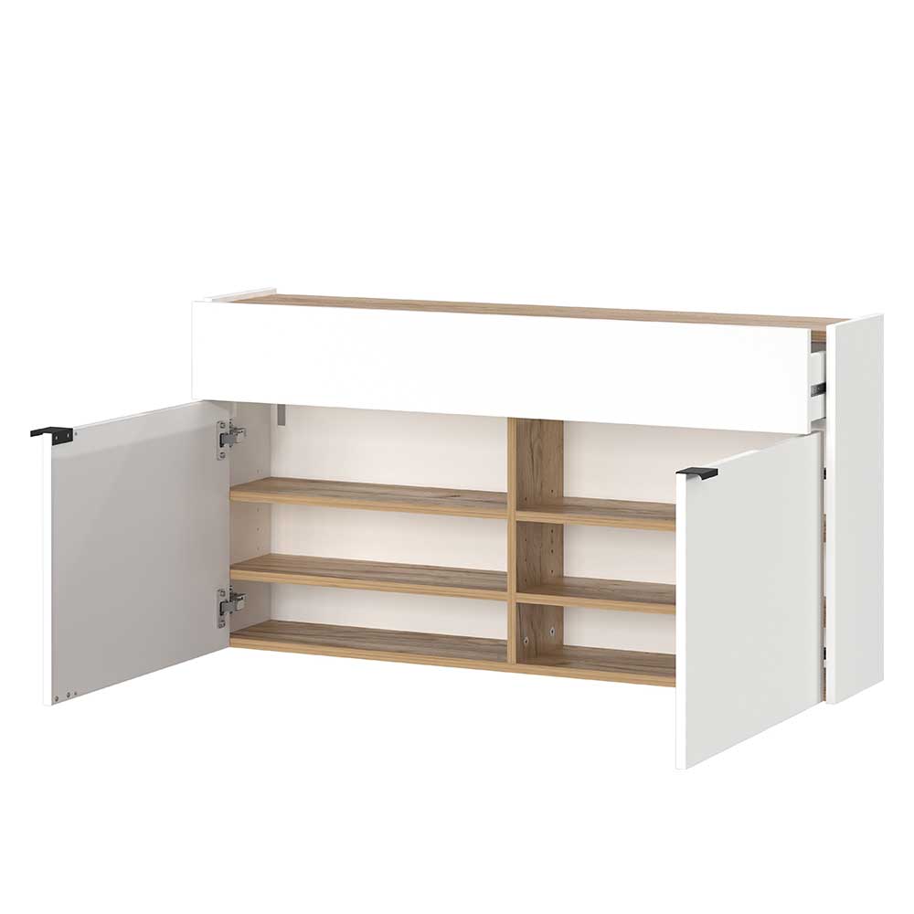 Dielenschrank in Weiß mit Wildeiche - Madita