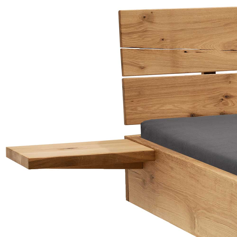 140x200 Wildeiche Bett in Schwebeoptik - Comrinaca (dreiteilig)