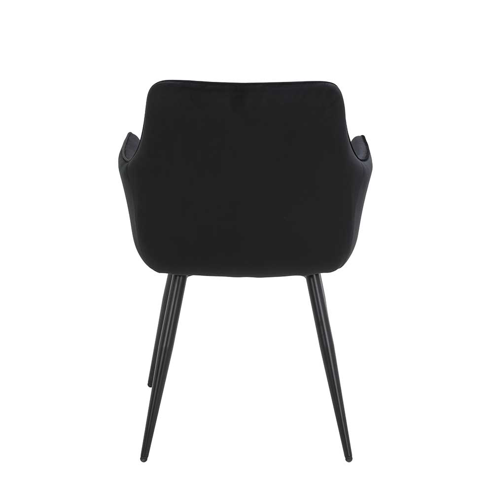Samtvelours Tischsessel in Schwarz - Laromain (2er Set)