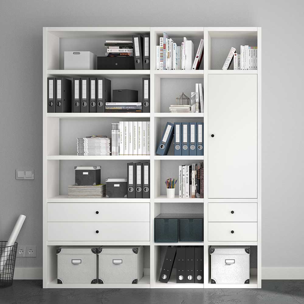 Office Regalwand in Weiß 185x222x34 cm - Doinera