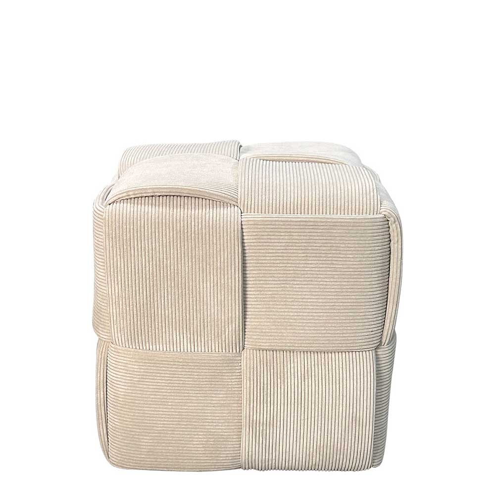 Hocker Pouf in Beige Cordbezug - Salvita III