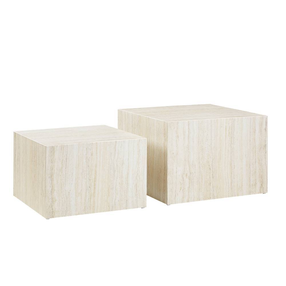 Sofatisch Duo in Travertin Optik - Charon (zweiteilig)