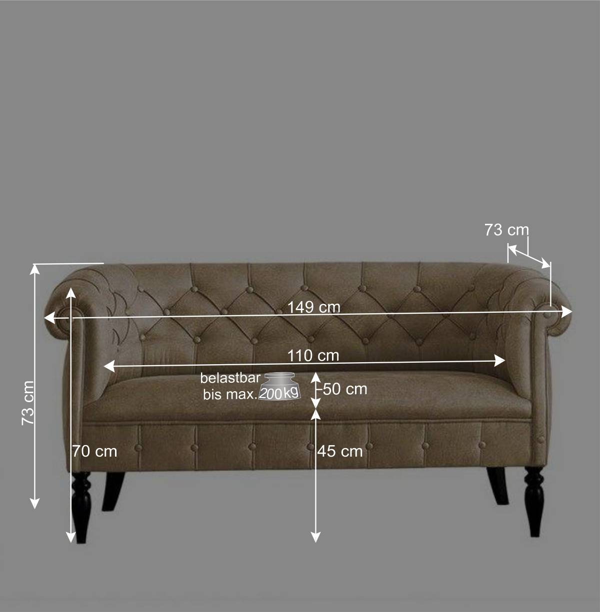 Elegantes Design Sofa im Chesterfield Look - Kiano
