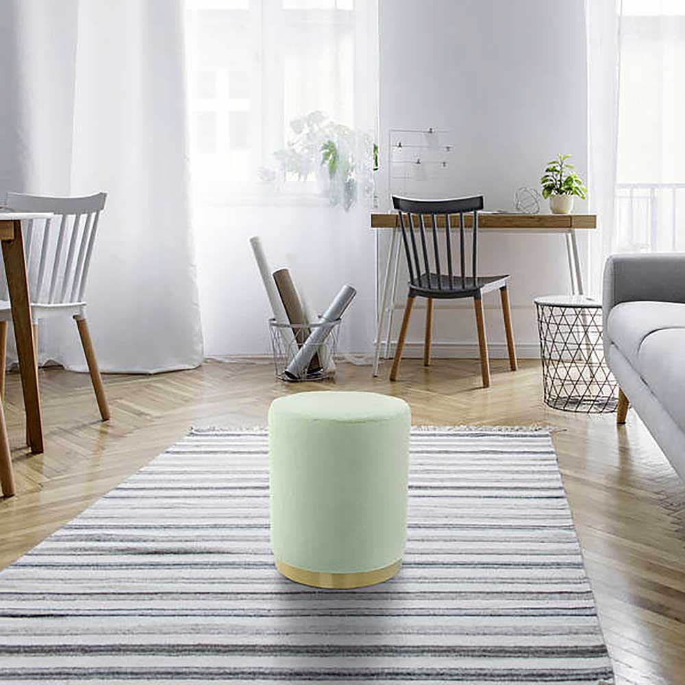 Polsterhocker in Mintgrün mit Gold - Candura