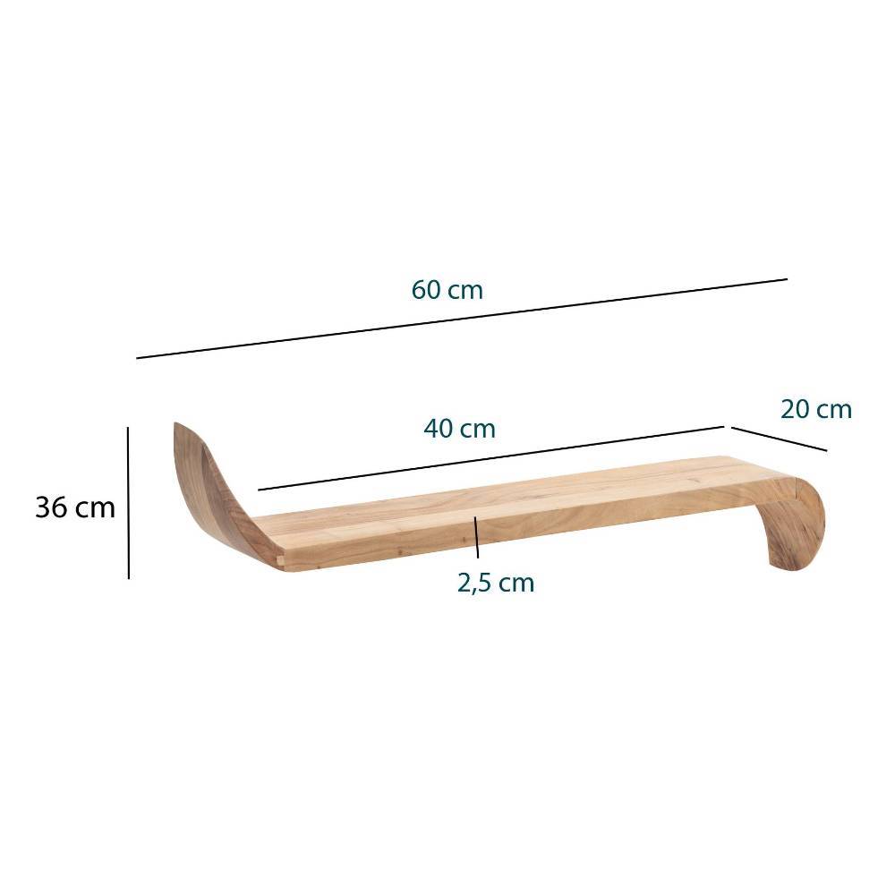 Maße und Abmessungen des Mangoholz Hängeboards mit 60 cm Länge – Totroma