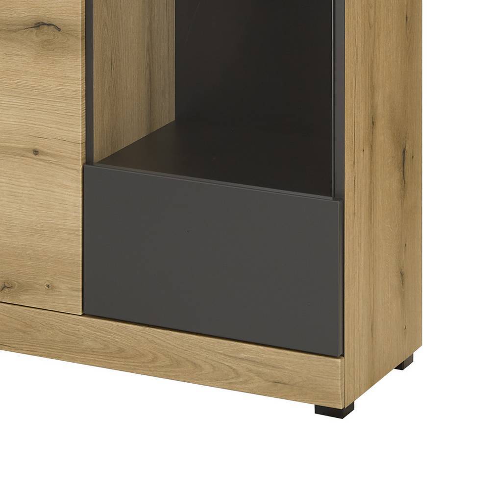 Highboard Vitrine in Eiche Optik - Addara
