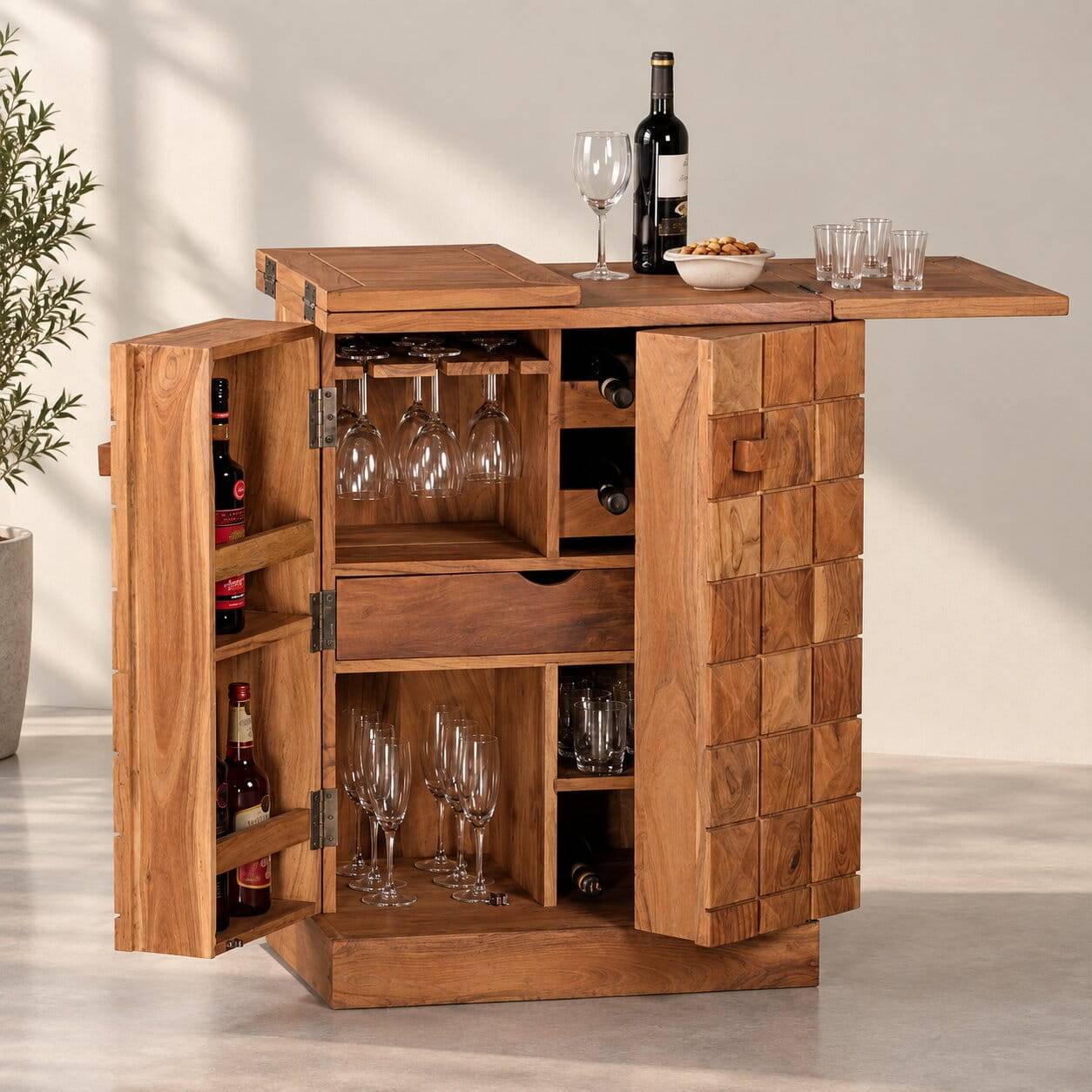 Landhaus Barschrank Oridano aus Holz Akazie massiv