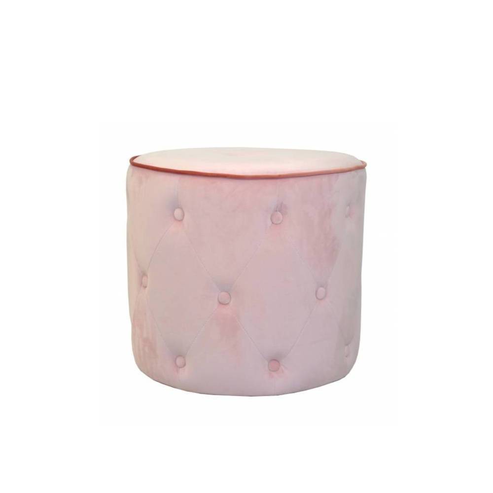 Samt-Pouf mit Knopfheftungen in Rosa - Espanora