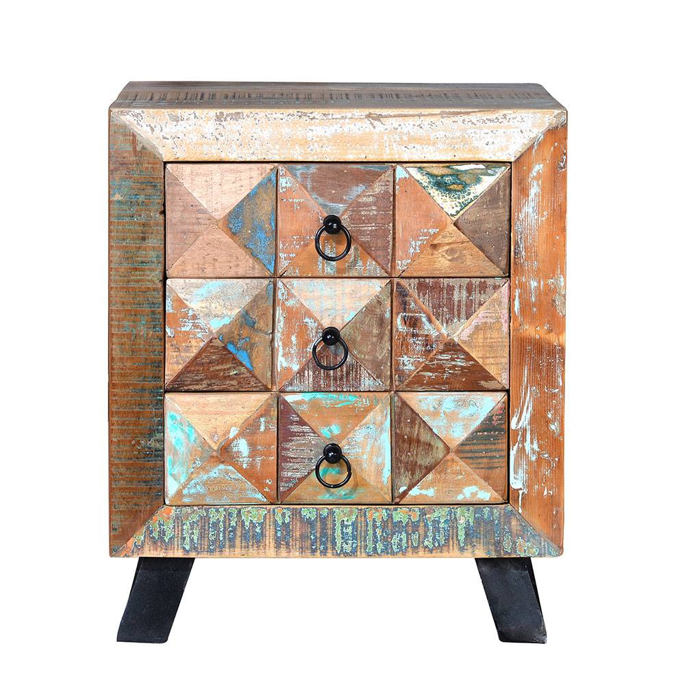 Shabby Design Nachtkommode aus Recyclingholz - Zeremonia