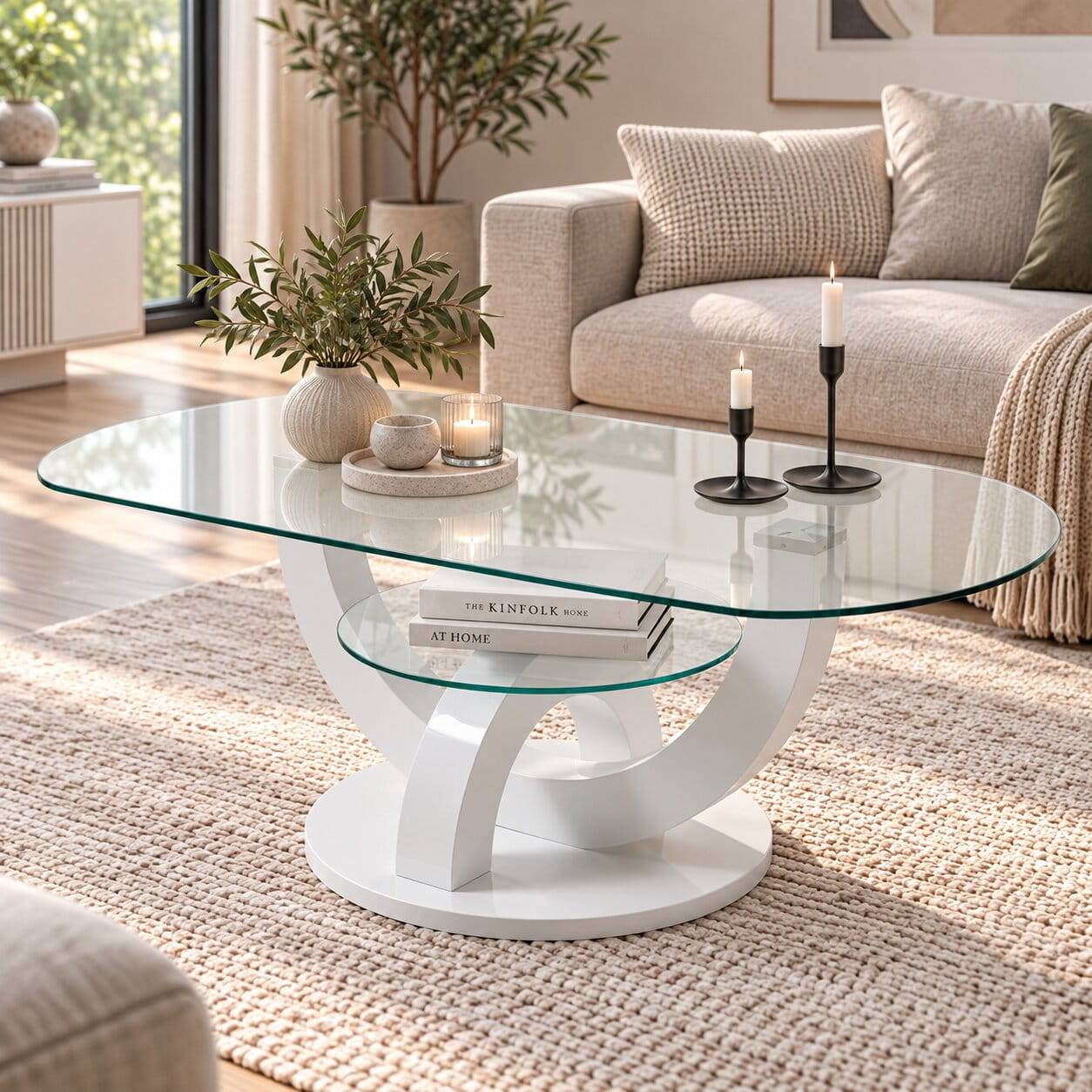Ovaler Design Glastisch fürs Wohnzimmer - Trucos
