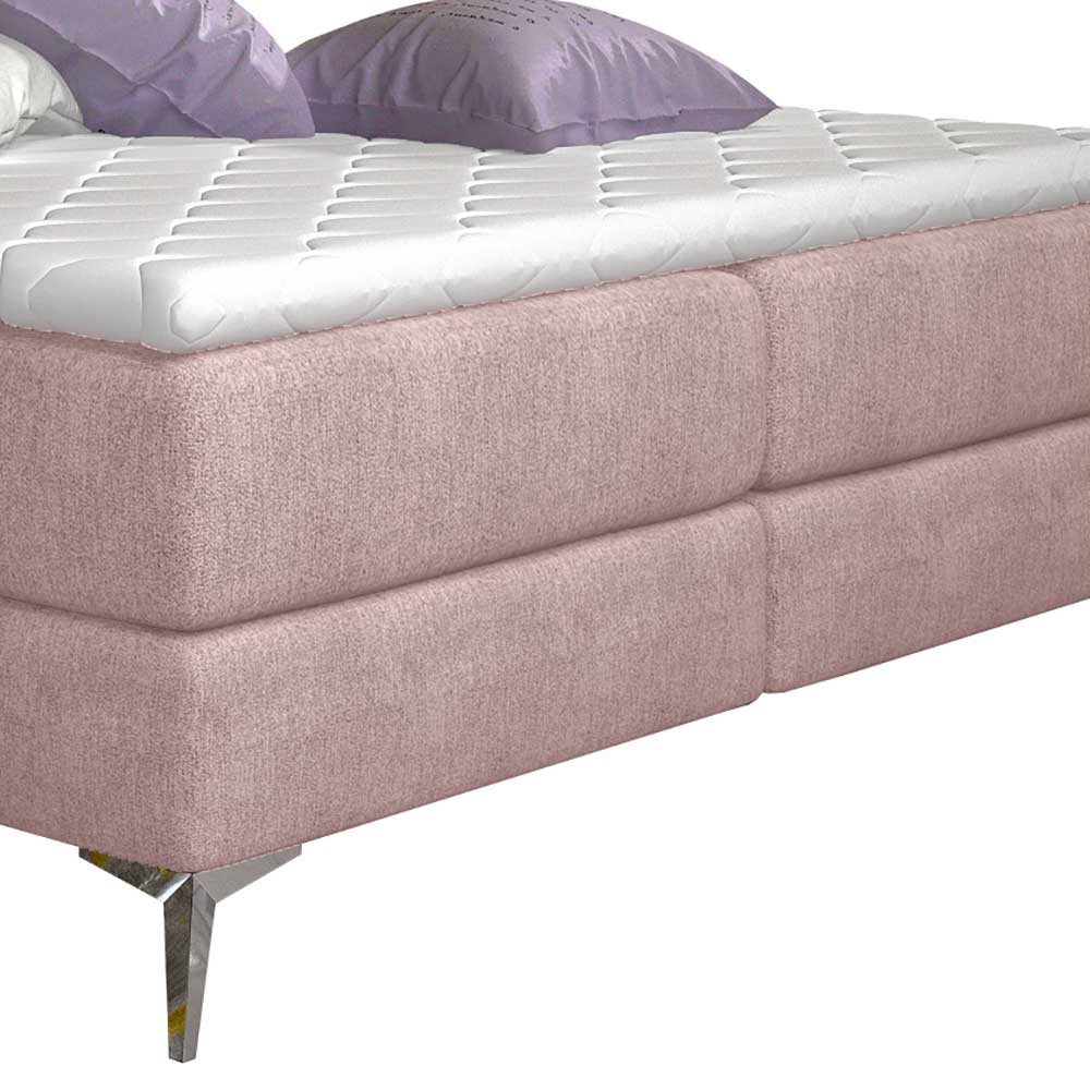 Komplettbett in Hellrosa Stoffbezug - Inabaros