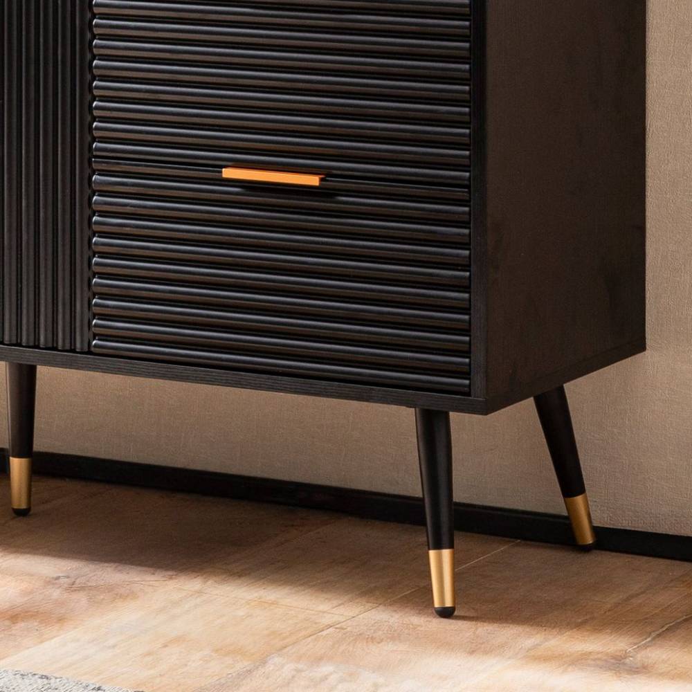 Kombi-Kommode in Schwarz mit Gold - Vacca