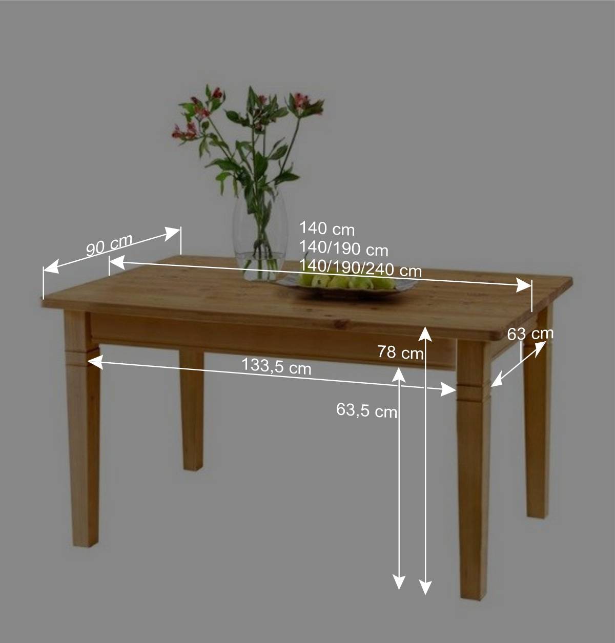 Holztisch Giurgia aus Kiefer Massivholz