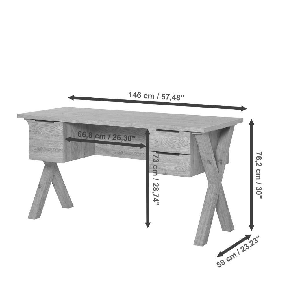 Design-Schreibtisch in Holzoptik Eiche - Alonso