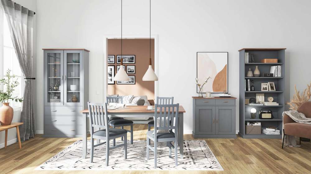 Landhaus Kombikommode in Grau & Braun - Nepplan