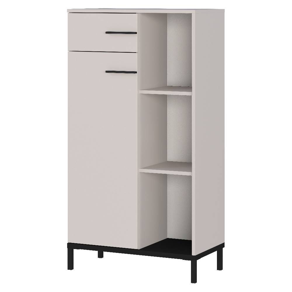 Office Highboard in Hellgrau mit Schwarz - Gidius