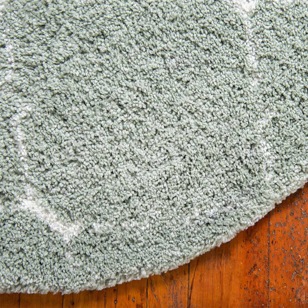 Runder Teppich in Mintgrün und Cremeweiß - Elmany