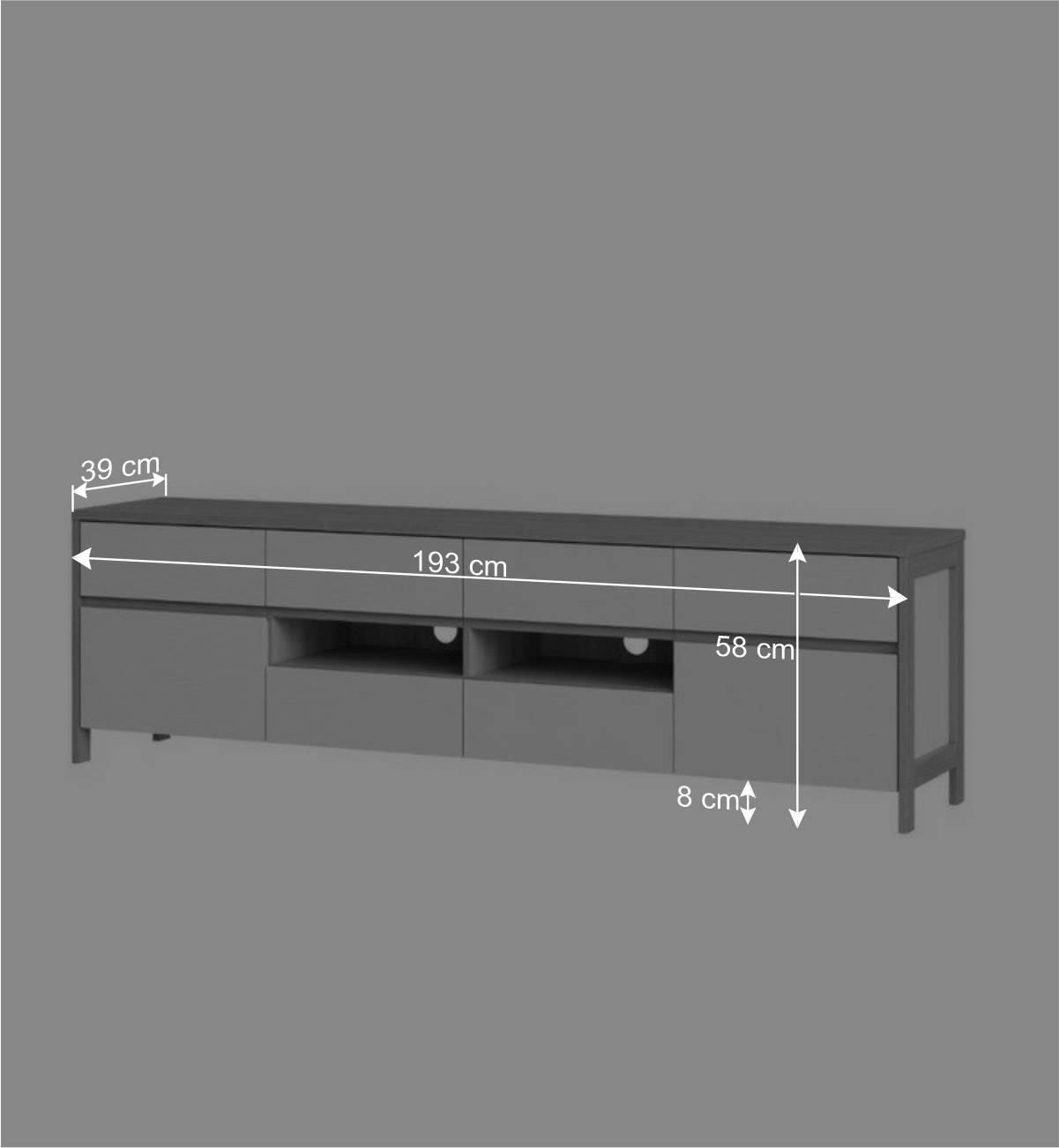 TV-Lowboard in Weiß und Eiche Dekor - Ovidio