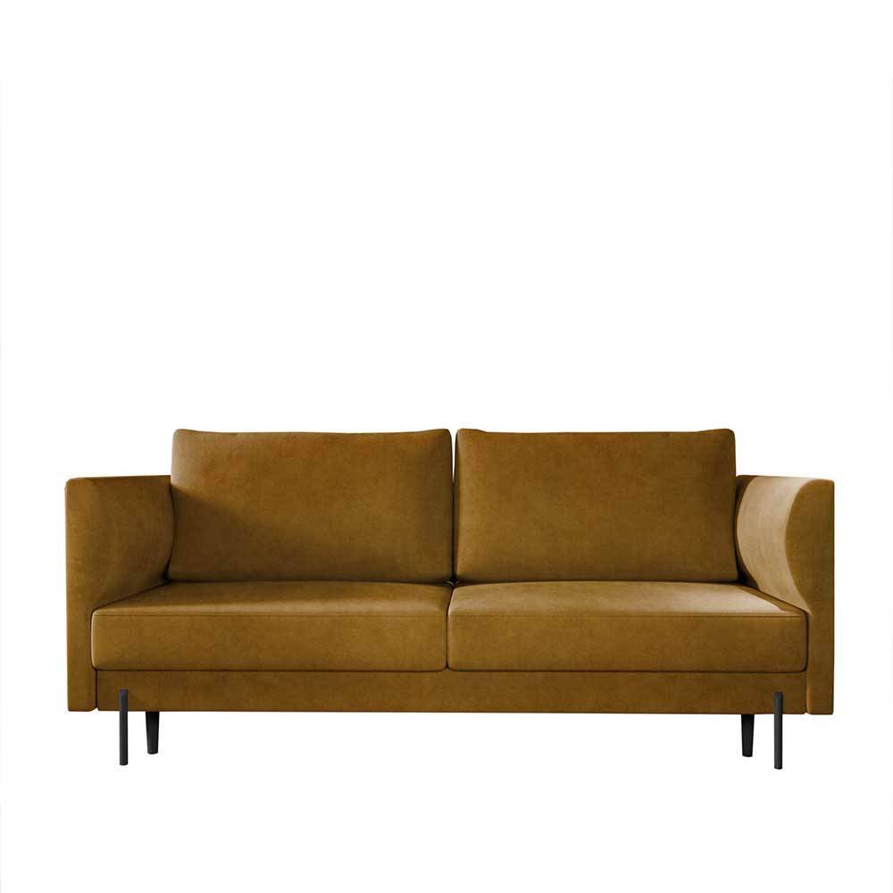 Samt Schlafcouch in Senfgelb - Vorenas