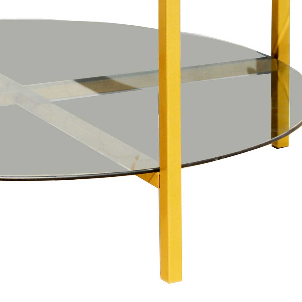 Wohnzimmer-Glastisch mit Gestell in Gold - Focksin