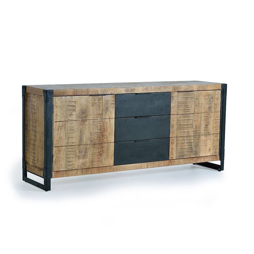 Industrial Sideboard aus Mangoholz mit Metall - Lakumara