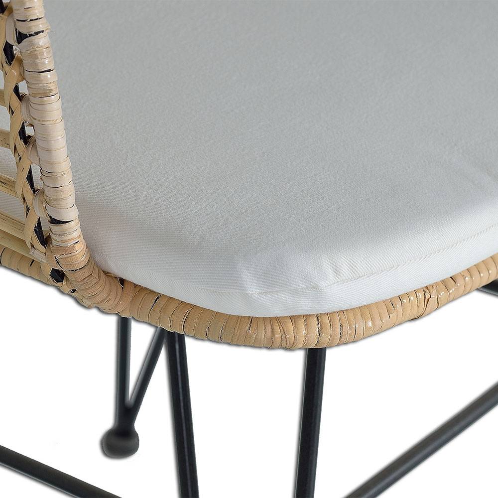 Design Armlehnenstuhl in Rattan Natur und Schwarz - Adatto (2er Set)