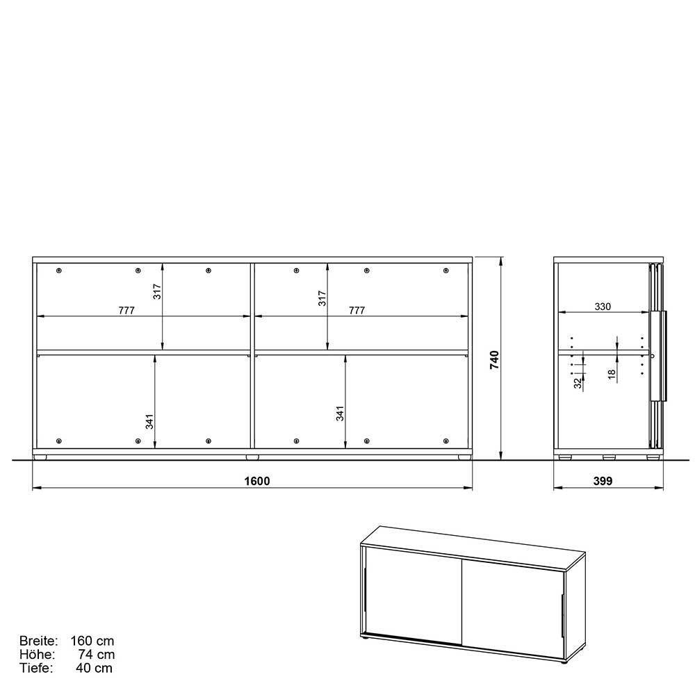 Office Tische & Schrank in Weiß - Sparkle (dreiteilig)