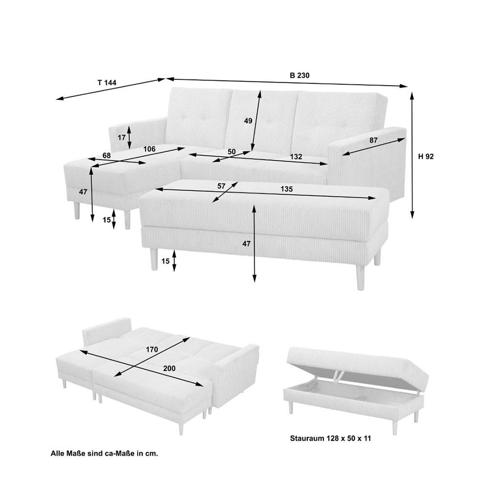 Funktionsecke mit Hocker Set - Cunicci (zweiteilig)
