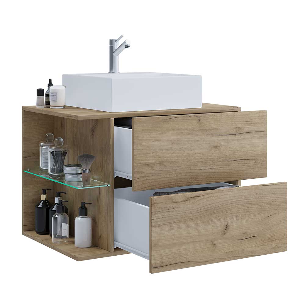 Badezimmermöbel Kombination Holz Look - Yulmatro (dreiteilig)