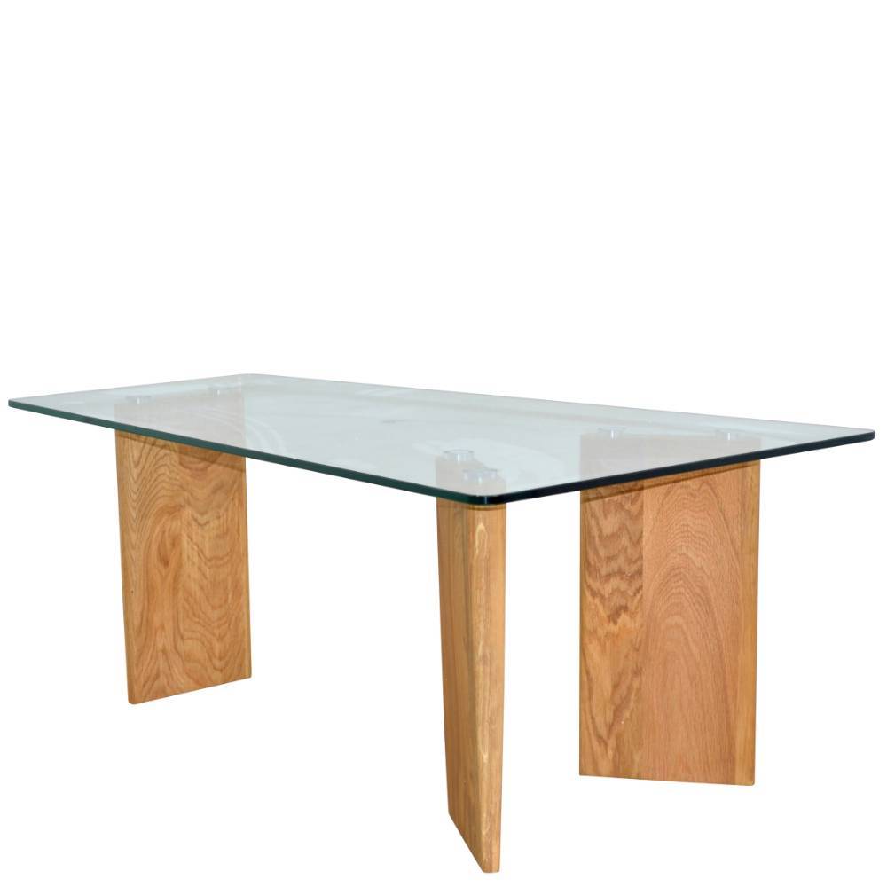 Trapez-Design-Couchtisch mit Glasplatte - Adriatano