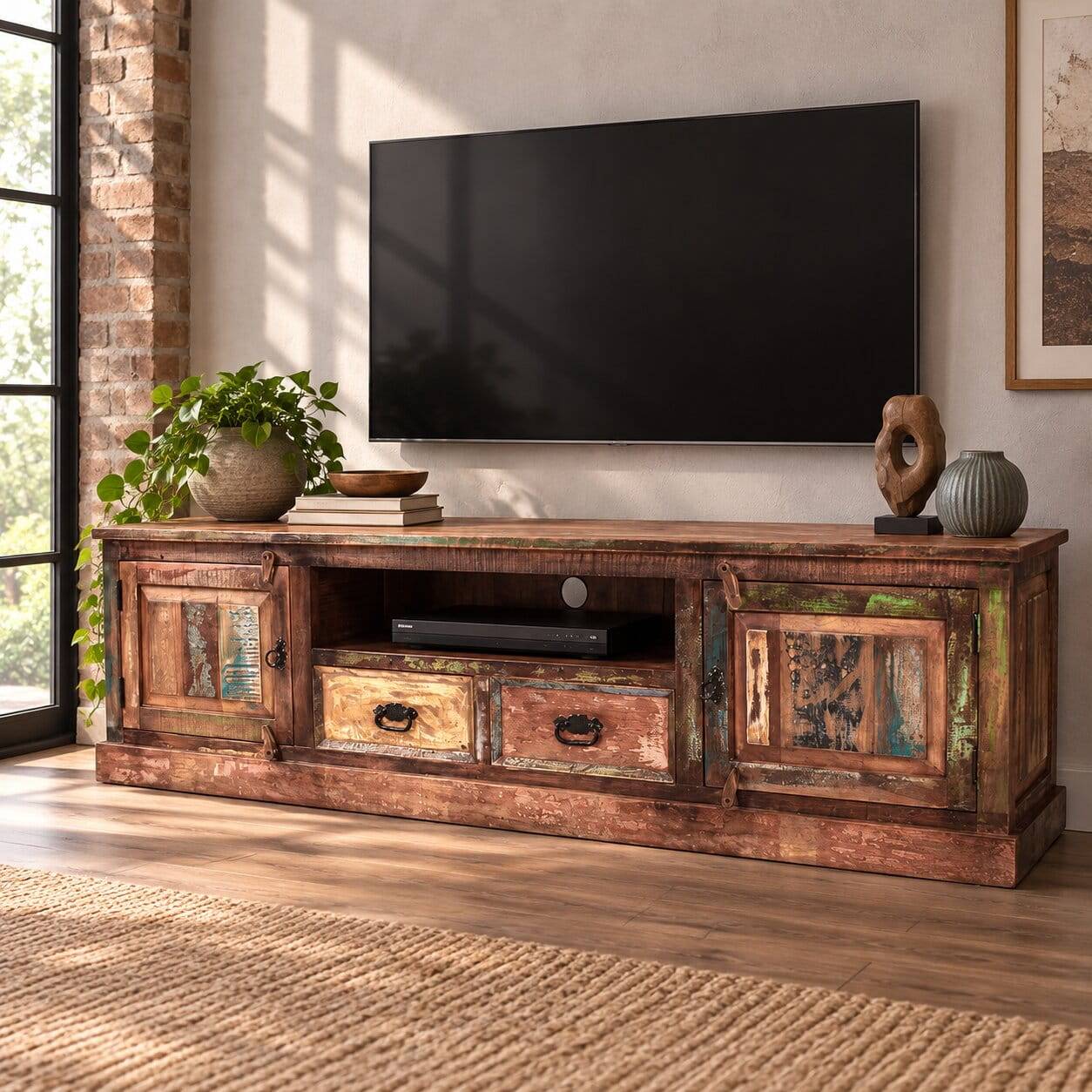 Used Look TV Board aus Altholz Jamaica im Shabby Chic