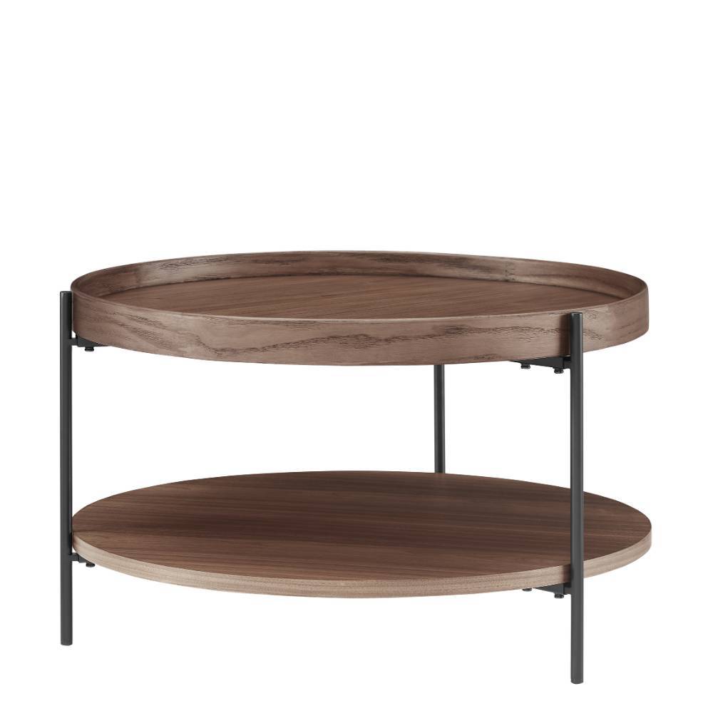 Runder Couchtisch mit Walnuss Furnier - Ezema