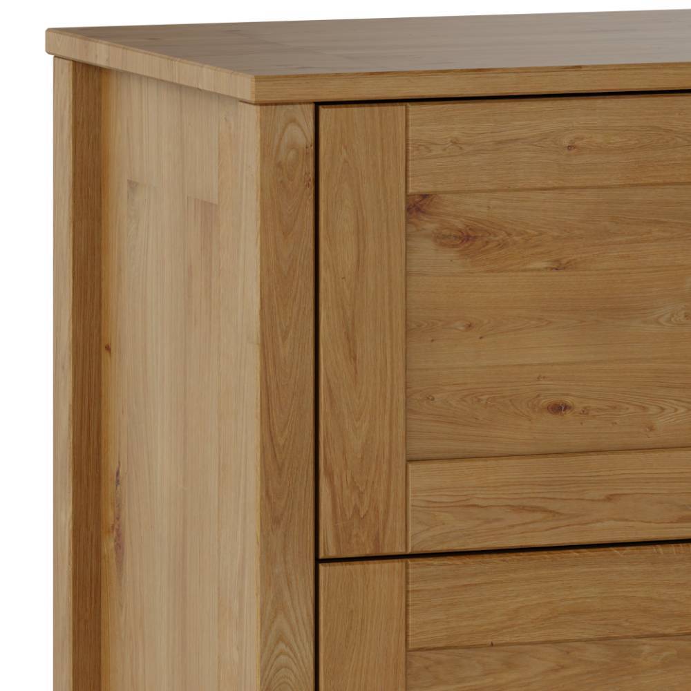 Seitliche Ansicht der Kommode aus massiver Wildeiche mit natürlicher Holzmaserung – Totem